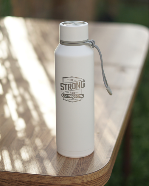Joshua 1:9  Stainless Steel Water Bottle – White Mate  – 24 oz