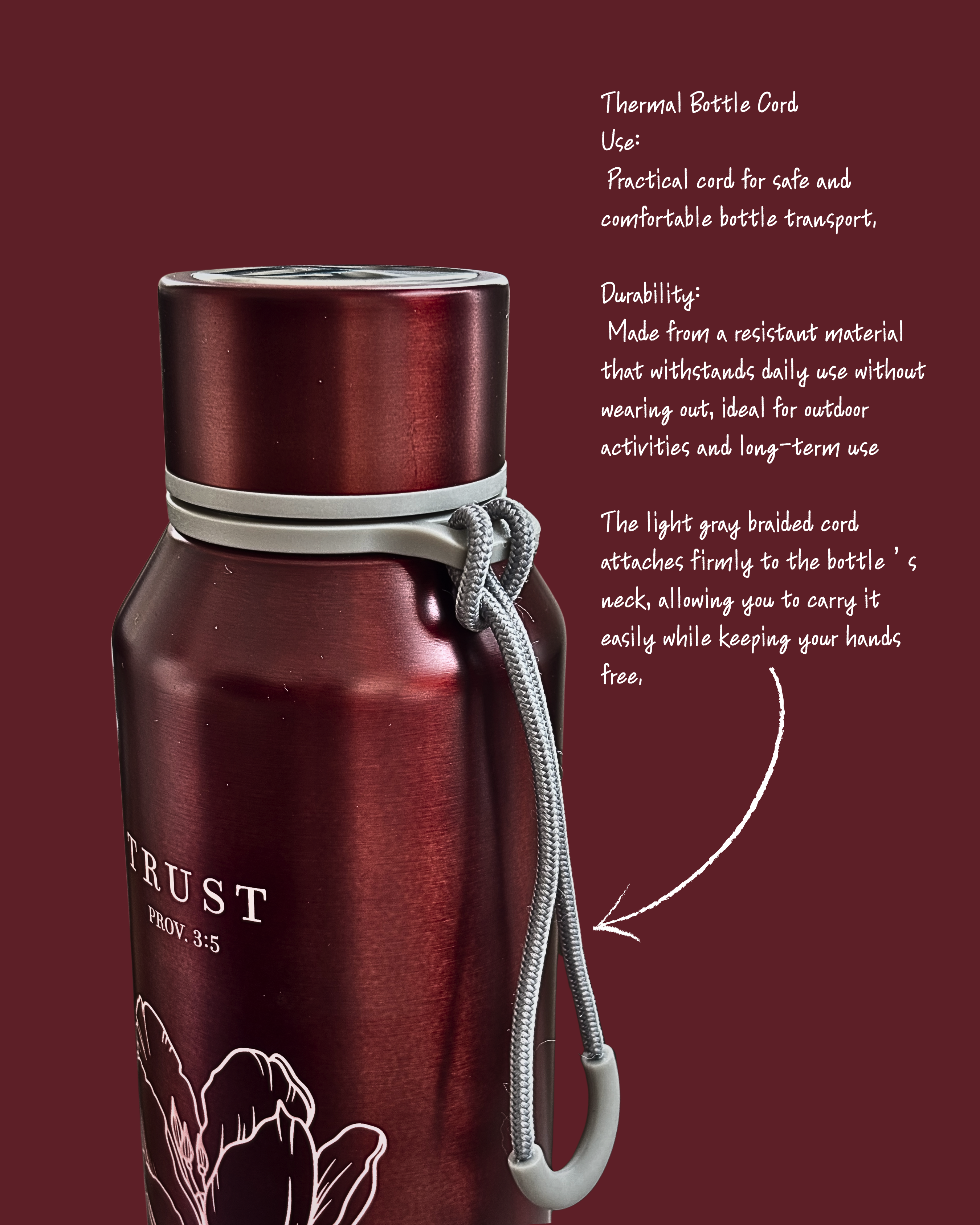 Trust in the Lord Stainless Steel Water Bottle – Pomegranate Pink – 24 oz
