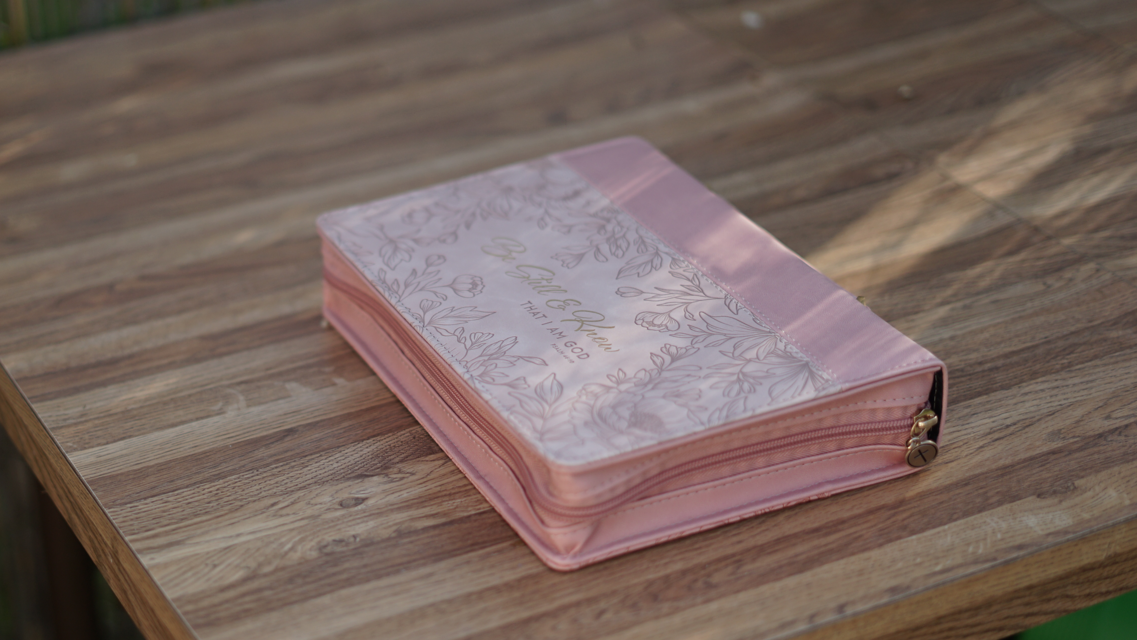 Be Still & Know – Pink Floral Faux Leather Bible Cover