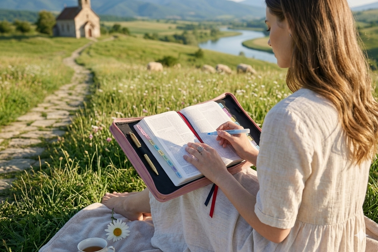 Be Still & Know – Pink Floral Faux Leather Bible Cover