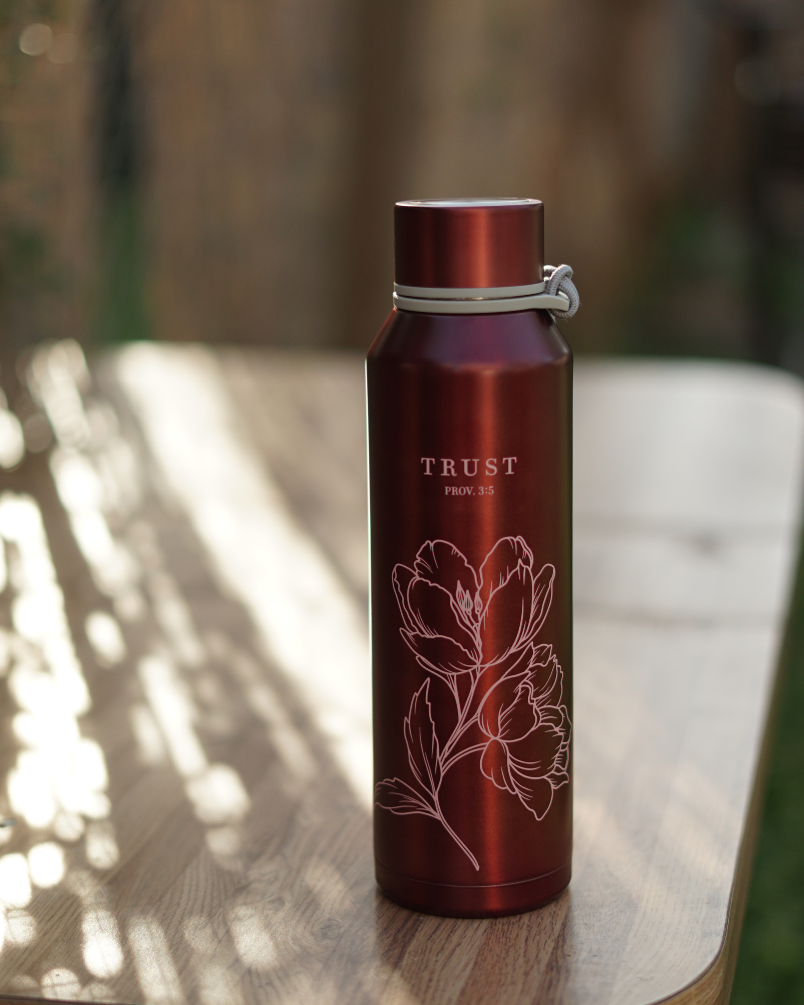 Trust in the Lord Stainless Steel Water Bottle – Pomegranate Pink – 24 oz