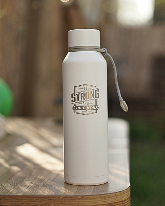 Joshua 1:9  Stainless Steel Water Bottle – White Mate  – 24 oz