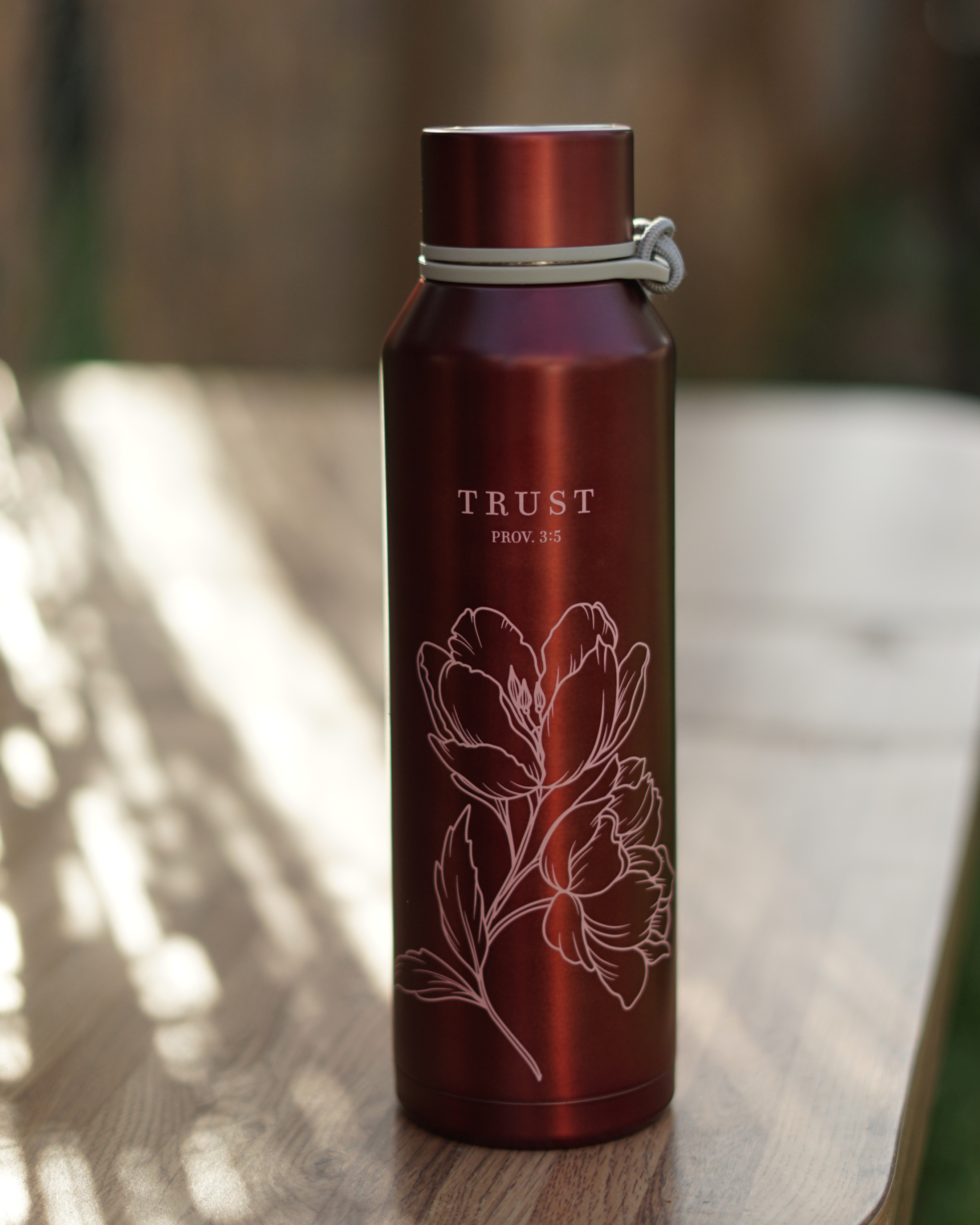 Trust in the Lord Stainless Steel Water Bottle – Pomegranate Pink – 24 oz