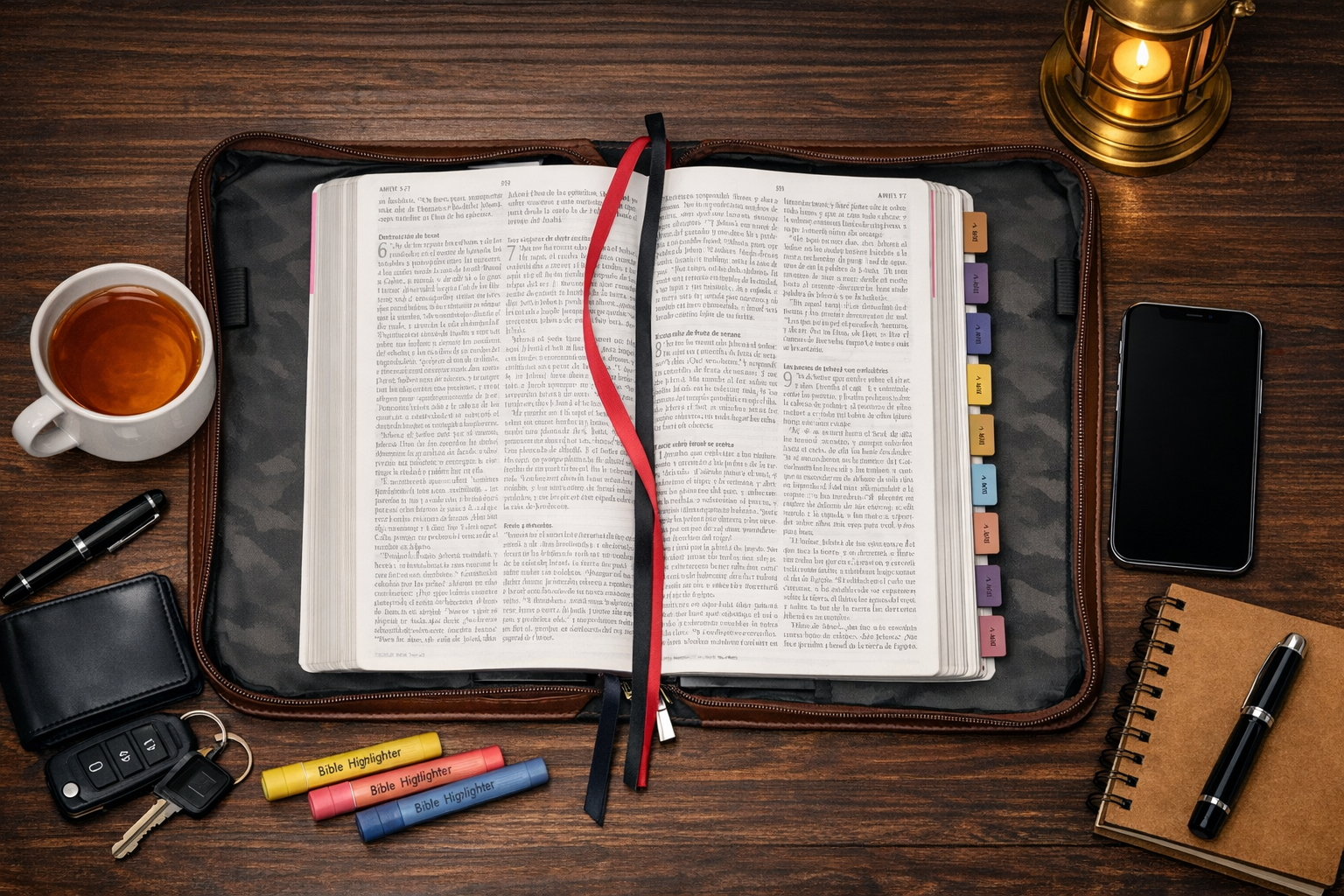 The Lord Is My Strength – Lion Honey‑Brown Faux Leather Bible Cover