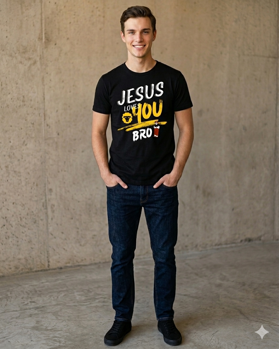 "Jesus Loves You Bro" T-Shirt - Minimalist Black | ECP Collection