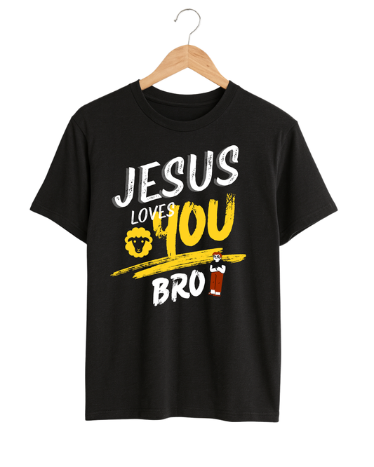 "Jesus Loves You Bro" T-Shirt - Minimalist Black | ECP Collection