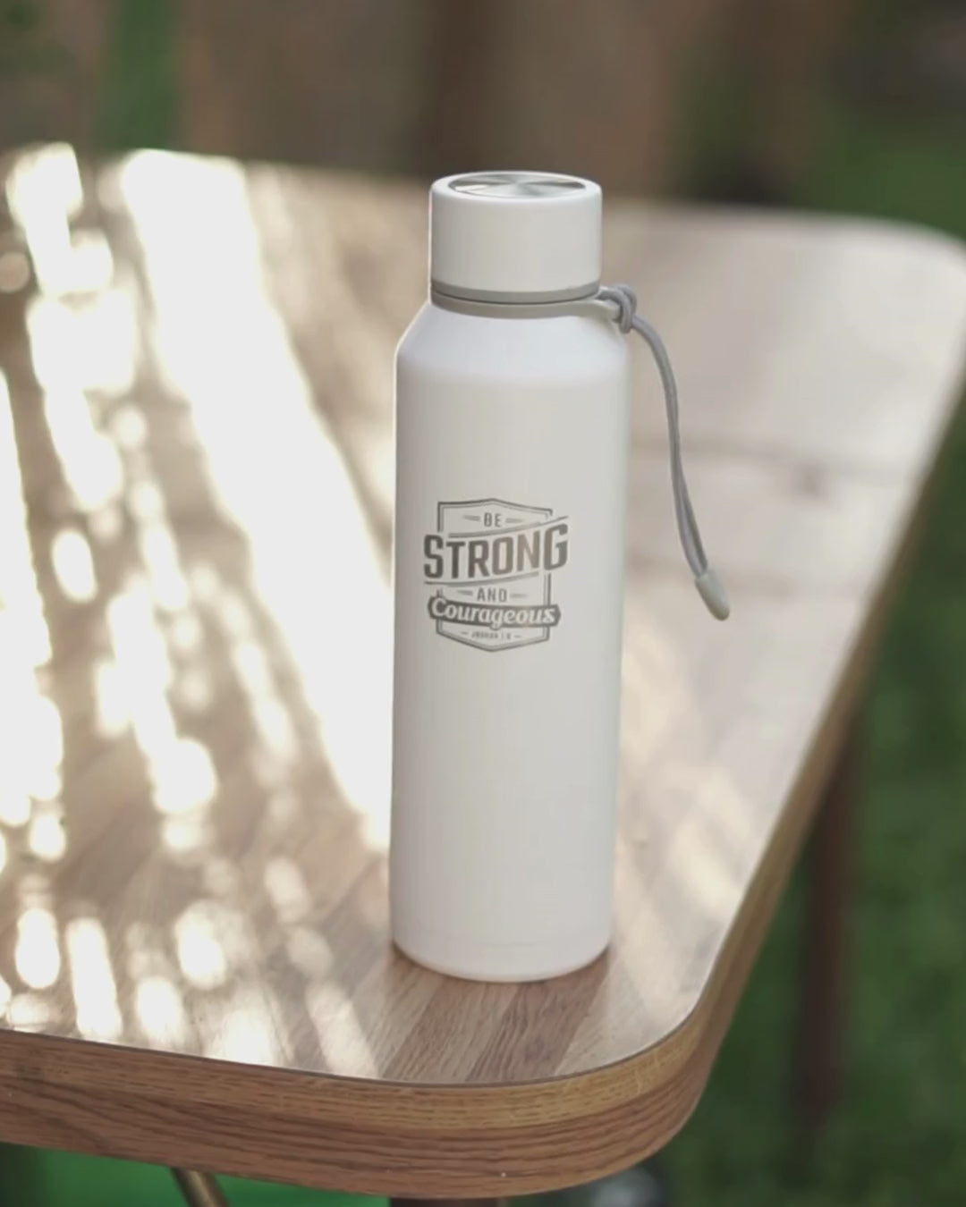 Joshua 1:9  Stainless Steel Water Bottle – White Mate  – 24 oz