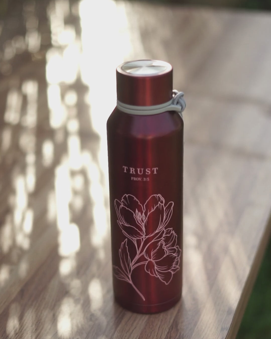 Trust in the Lord Stainless Steel Water Bottle – Pomegranate Pink – 24 oz